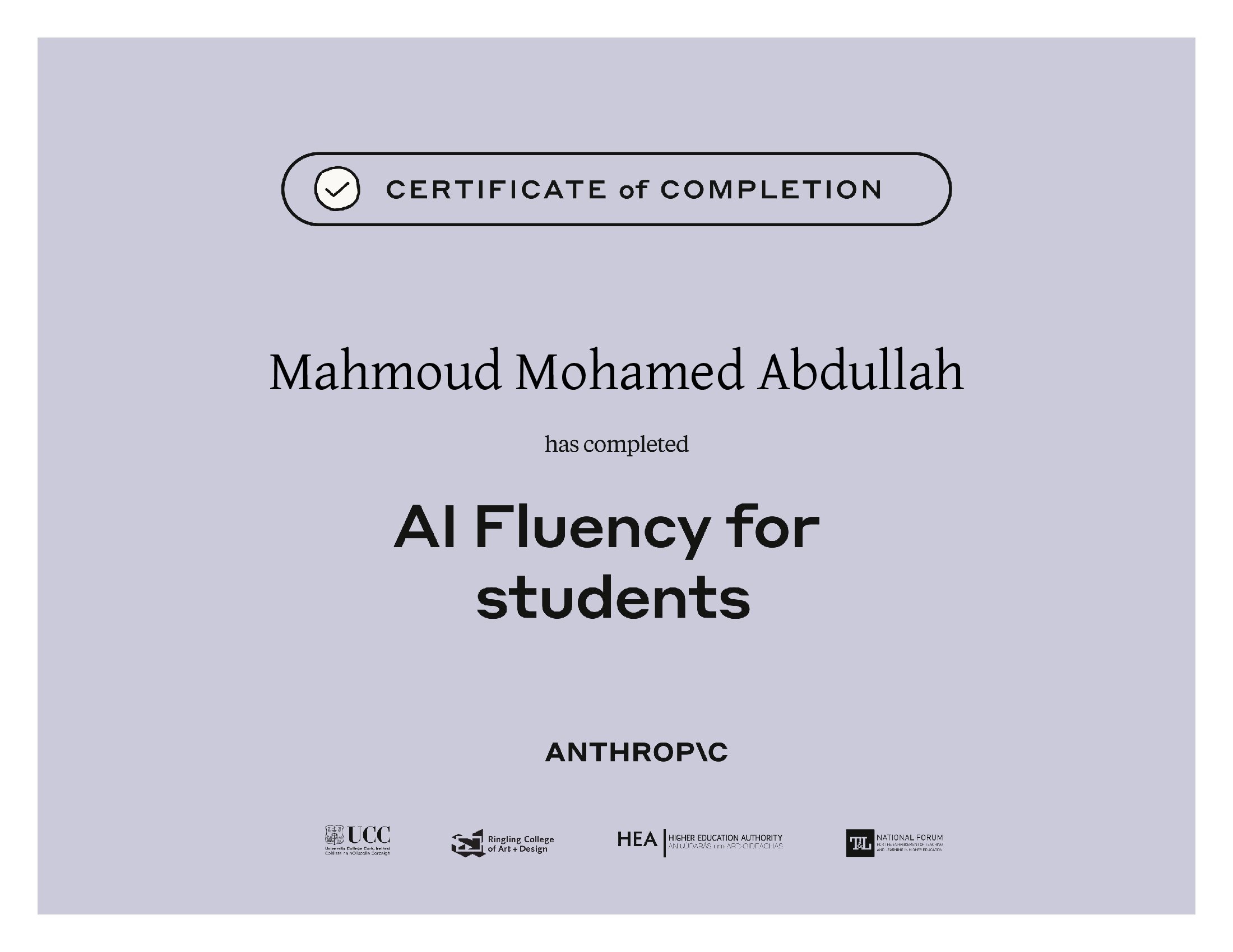 AI Fluency for Students Certificate
